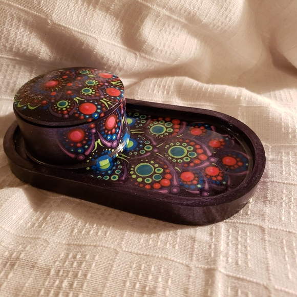 Peacock mini jar and tray set - Picture 3 of 10